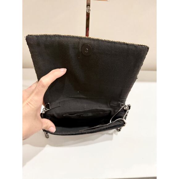 Zara Swans Embroidered Beaded/Sequin Shoulder Bag with Chain Strap Black Multi - Picture 10 of 12